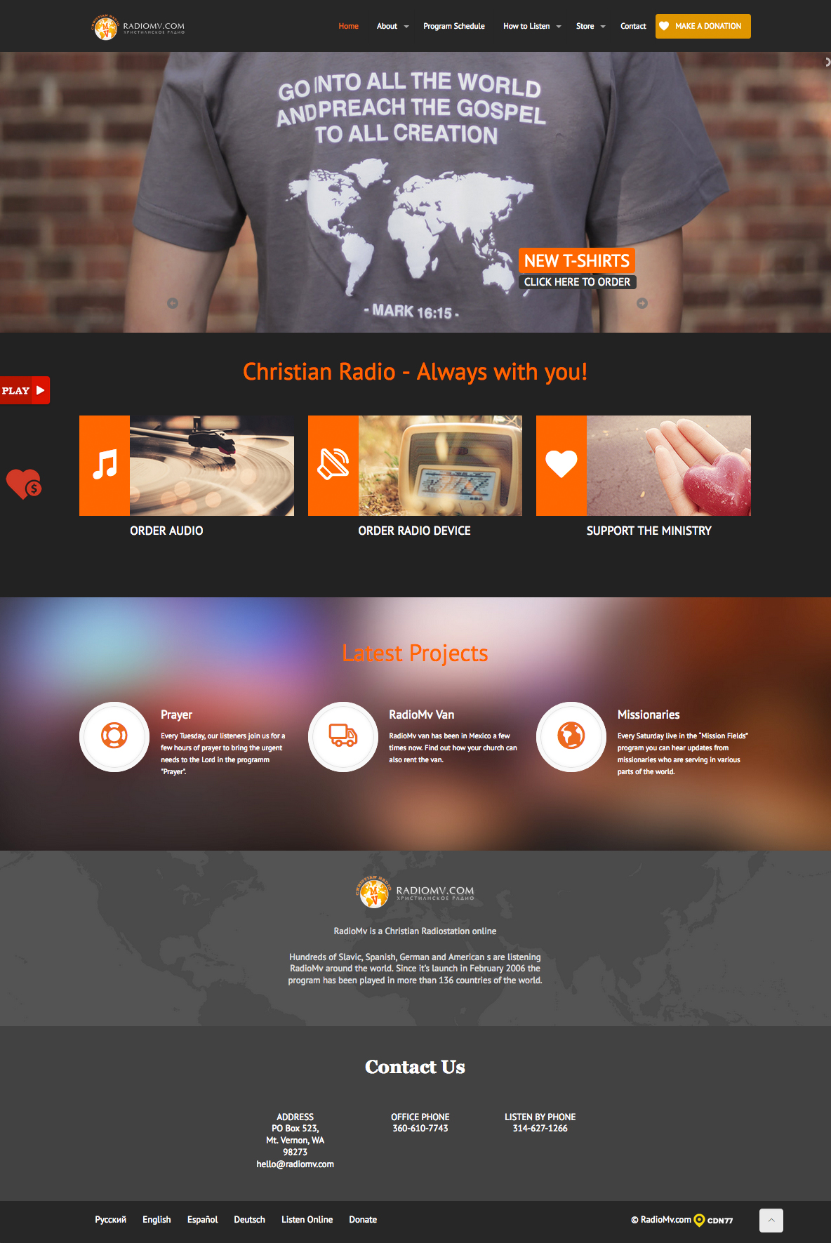 Layout of RadioMv homepage